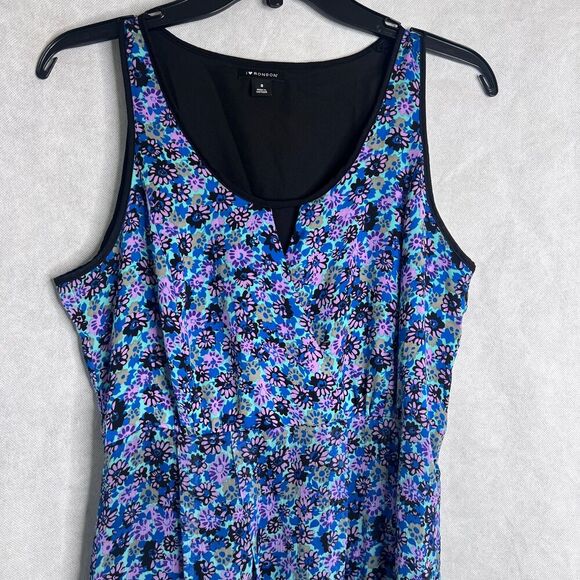 I Love Ronson Blue Floral Asymmetrical Light Fit & Flare Garden Party Dress MD - Picture 3 of 7